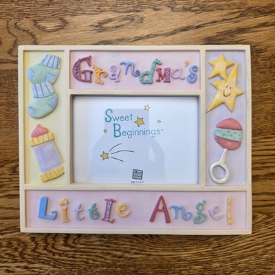 Russ 3D Photo Frame Gift Baby Shower Grandma Angel Frame 3X5 Hand Painted Pastel