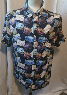 Men's S/S RSVLTS - Bob Ross button front shirt - XL - Rayon