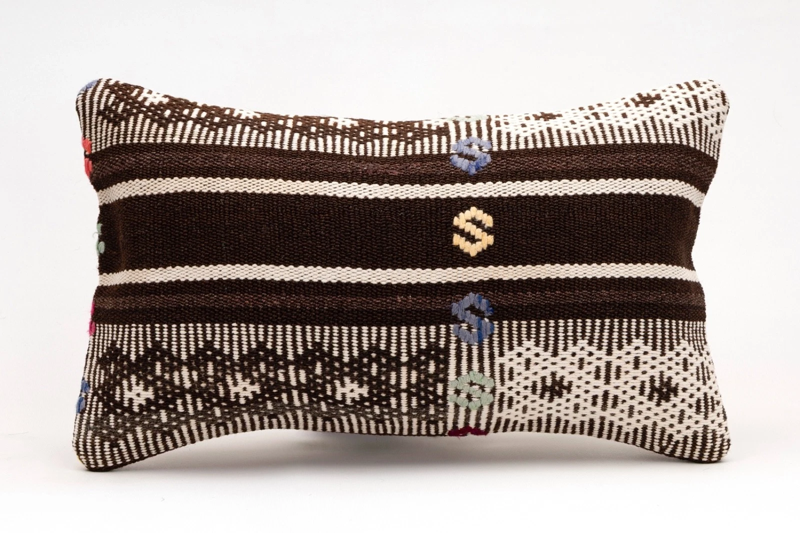 Decorative Pillow Cover, 12x20 in, Turkish Kilim Cushion, Boho Sofa Throw Pillow