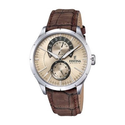 Festina Uhrenarmband Herren Creme Retro Leder
