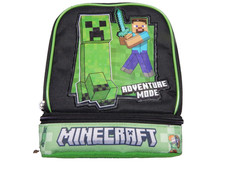 Minecraft Creeper Steve Dual Compartment Insulated Lunch Bag Tote Case