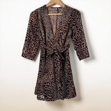 Urban Outfitters Paige Burnout Leopard Print Mini Wrap Dress Size XS Velvet