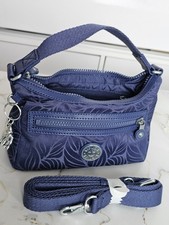 Kipling Mini Blue Handbag Crossbody Bag with Metal Monkey Hardly Used Exc Cond 