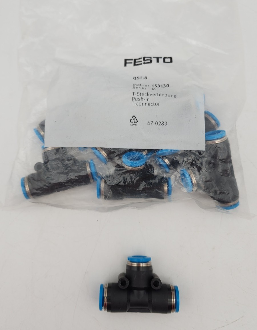 Festo 153130 QST-8 Push-in T-connector (PACK OF 9)