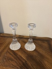 Baccarat France Set di 2 candelabri portacandele in vetro artistico cristallo Massena