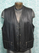 VINTAGE STRUCTURE LEATHER VEST - XL - STRAIGHT ZIPPER POCKETS - BUTTON DOWN -VGC