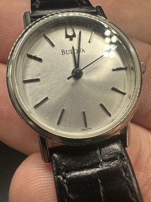 Bulova Ladies Duets Dress Watch White Sunburst Dial 96L104 Genuine Black  Leather | eBay