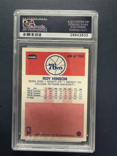 1986-87 Fleer Roy Hinson #46 Cleveland Cavaliers PSA 9 Rookie RC - Bild 2 von 2
