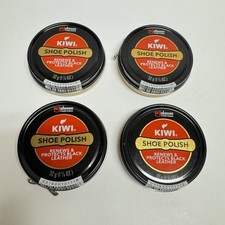 4 Pack  Kiwi Shoe Polish Renews and Protects BLACK Leather, 1.125 oz-32g New