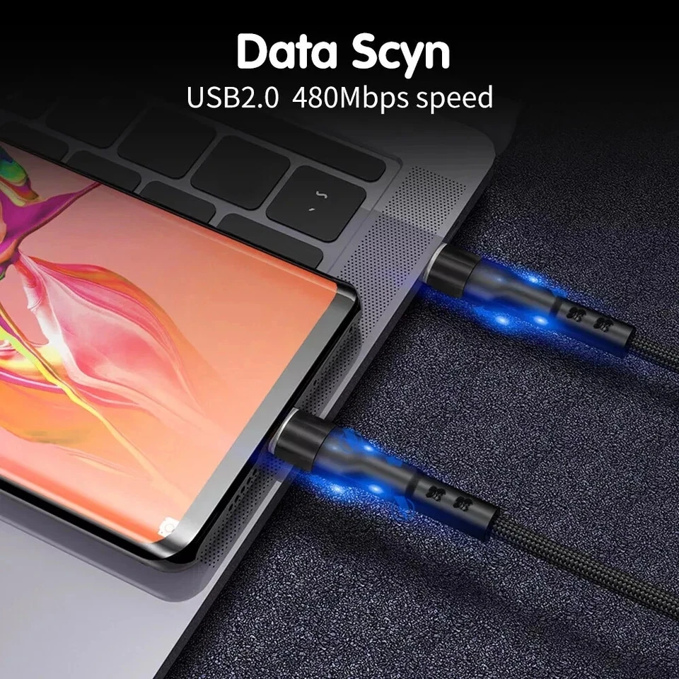 USB C To USB C Fast Charger PD 100W Dual Type C Charging Data Sync USB Cable UK - Image 3 of 4