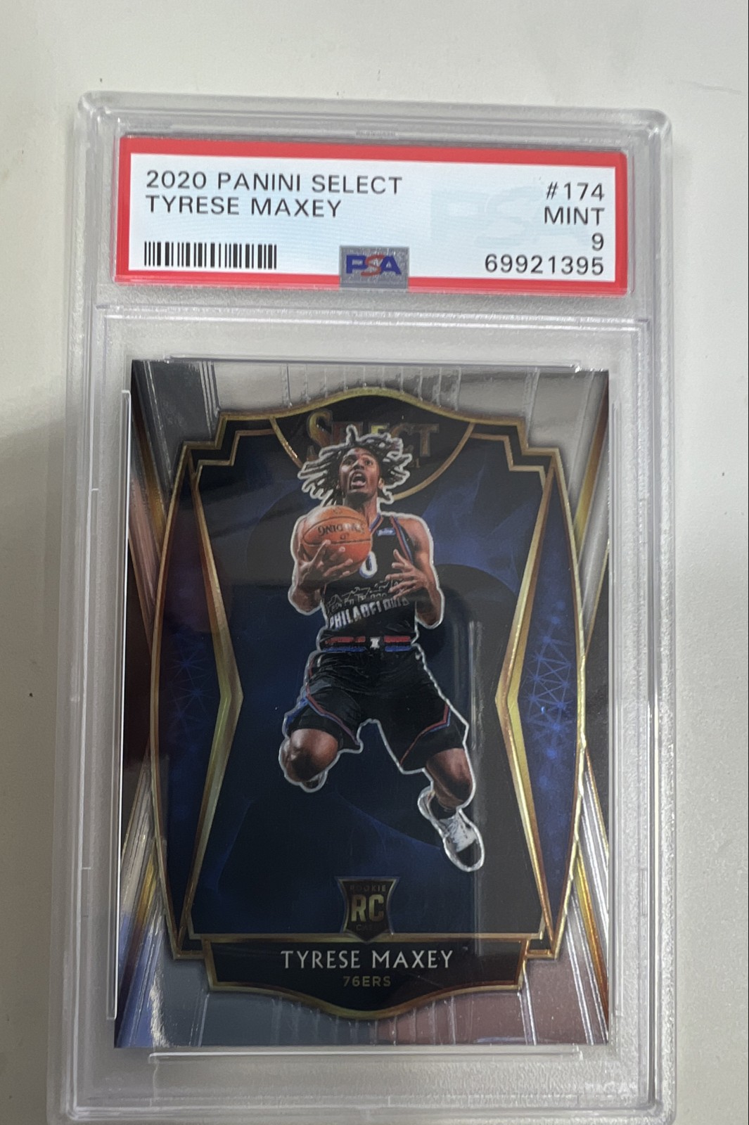 2020-21 Panini Select Premier Level Tyrese Maxey #174 PSA 9