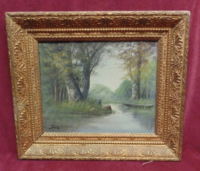 rare magnifique très ancien tableau HST école Barbizon signé baldy - Photo 1/4