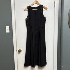 Ann Taylor Black Midi Dress with Lace Trim Size 4