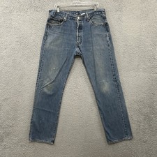 Vintage Levis Jeans Mens 36x34 Blue Denim 501 Straight Leg Button Fly American