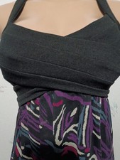 🔥🔥Size 4 Black/Purple Sleeveless V-Neck Strappy Abstract A-Line Knee Dress🔥