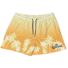 Corona Board Shorts Mens 2XL Yellow Swim Trunks Graphic Palm Tree Summer Beer 7