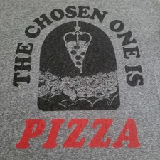 Disney Junk Food Toy Story The Chosen One Is Pizza Grey & Red T-shirt Size L