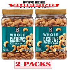 2 Packs -Member's Mark Roasted Whole Cashews with Sea Salt, 33 oz. each