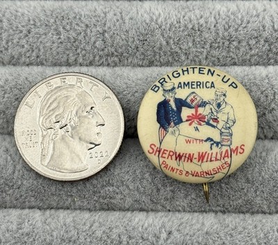 Sherwin Williams Brighten-Up America Vintage Pinback Button #59733