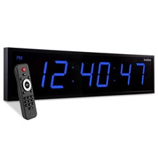 Ivation Reloj de Pared Digital Grande 24", Reloj Digital LED con Temporizador y Alarma, Azul