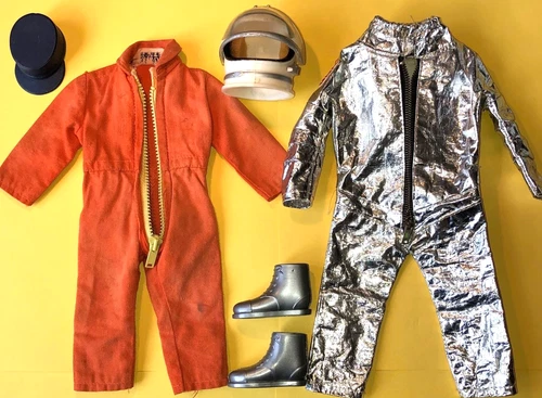 Vintage GI Joe -  RARE ORANGE JUMPSUIT  w/ YELLOW ZIPPER  &  ASTRONAUT OUTFIT..!