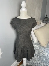 Urban Outfitters M Plaid Fit & Flare Mini Dress Cap Sleeve Open Back Bow Detail