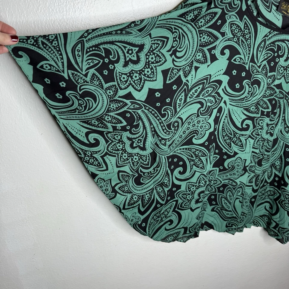 Top caftán plisado cachemir verde Bob Mackie vacaciones Navidad para mujer grande Foto 3 de 4