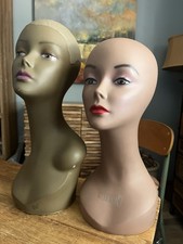 Vintage Mannequin Head Pair Display Bust and Wig Head