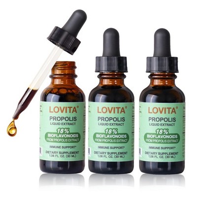 LOVITA Bee Propolis Liquid Extract 500mg, 5:1 Drops, 18% Bioflavonoids