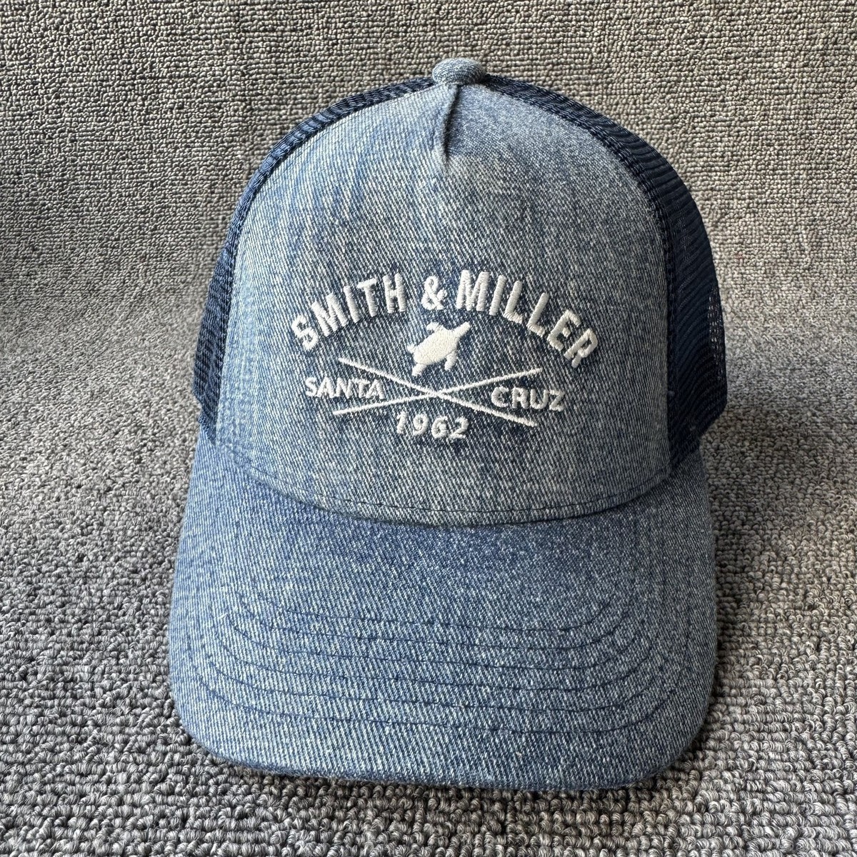 Smith & Miller Santa Cruz Trucker Snapback Hat Gray Navy Mesh Back