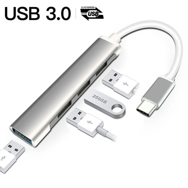 4 En 1 USB 3,0 Hub Tipo C Base De Expansión 4 Puertos Adaptador Multidivisor OTG