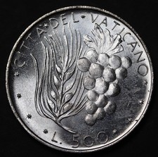 1976 Vatican City 500 Lire Silver Coin -Paul VI BU KM# 123