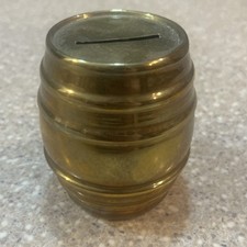 Vintage solid brass barrel Coin Bank