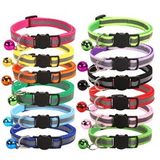 Adjustable Reflective Nylon Breakaway Cat Collar Bell For kitten Puppy Pet