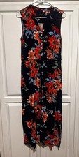 Talbots Size 8 Maxi Tank Dress Button Front Pockets Floral Sleeveless Resort