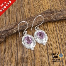 Valentines Deal 925 Sterling Silver Morganite Gemstone Art Deco Earrings Jewelry