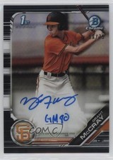 2019 Bowman Draft Chrome Pick Black Refractor 19/75 Grant McCray Auto 13iq