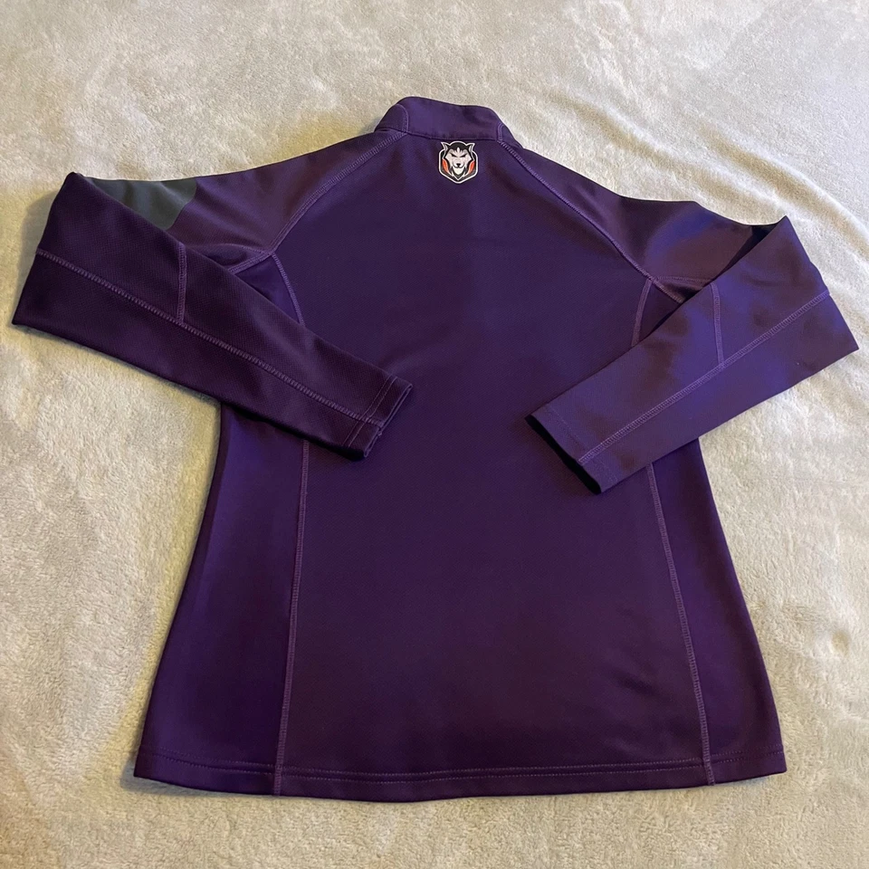 Top Pullover Eddie Bauer Cuarto Cremallera Mujer Mediano Púrpura Logo Lobo Atlético Foto 2 de 4