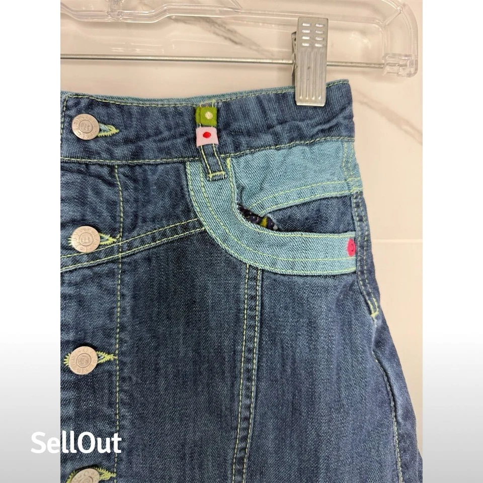 Falda vaquera vintage Oilily para niñas talla 8 bordada línea A informal Foto 2 de 4