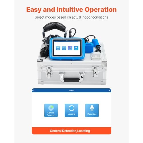 Pipe Water Leak Detector for Indoors, 1Hz-10000Hz, 7" Touchscreen Plumbing Water