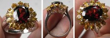 Natural Beautiful Garnet Citrine Gemstone Ring Size 7