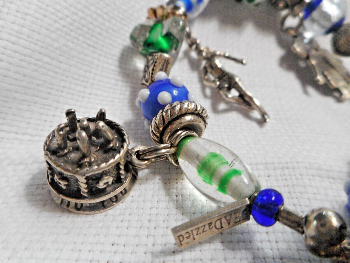 BEADazzled Charm Bracelet STerling Charms Lampwork Glass Beads - Main Image