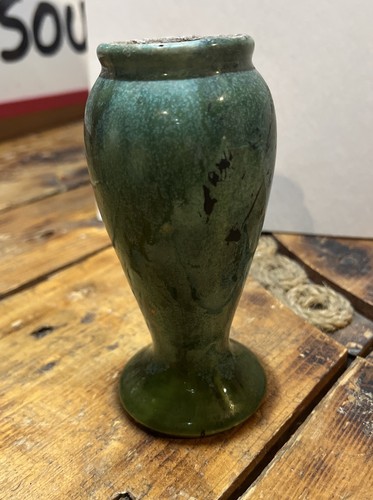 Antique Green Brush McCoy Bud Vase - 6" Tall-2 3/4" Wide-1 3/4" Opening - 745 - Picture 2 of 6