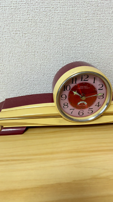 Seiko Corona Fancy Manual Winding Alarm 2 Jewels Clock Vintage Red