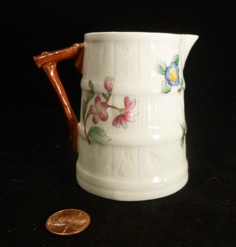 Antique Royal Worcester Pitcher Victorian Porcelain PEONY England Jug Marked - Picture 2 of 7