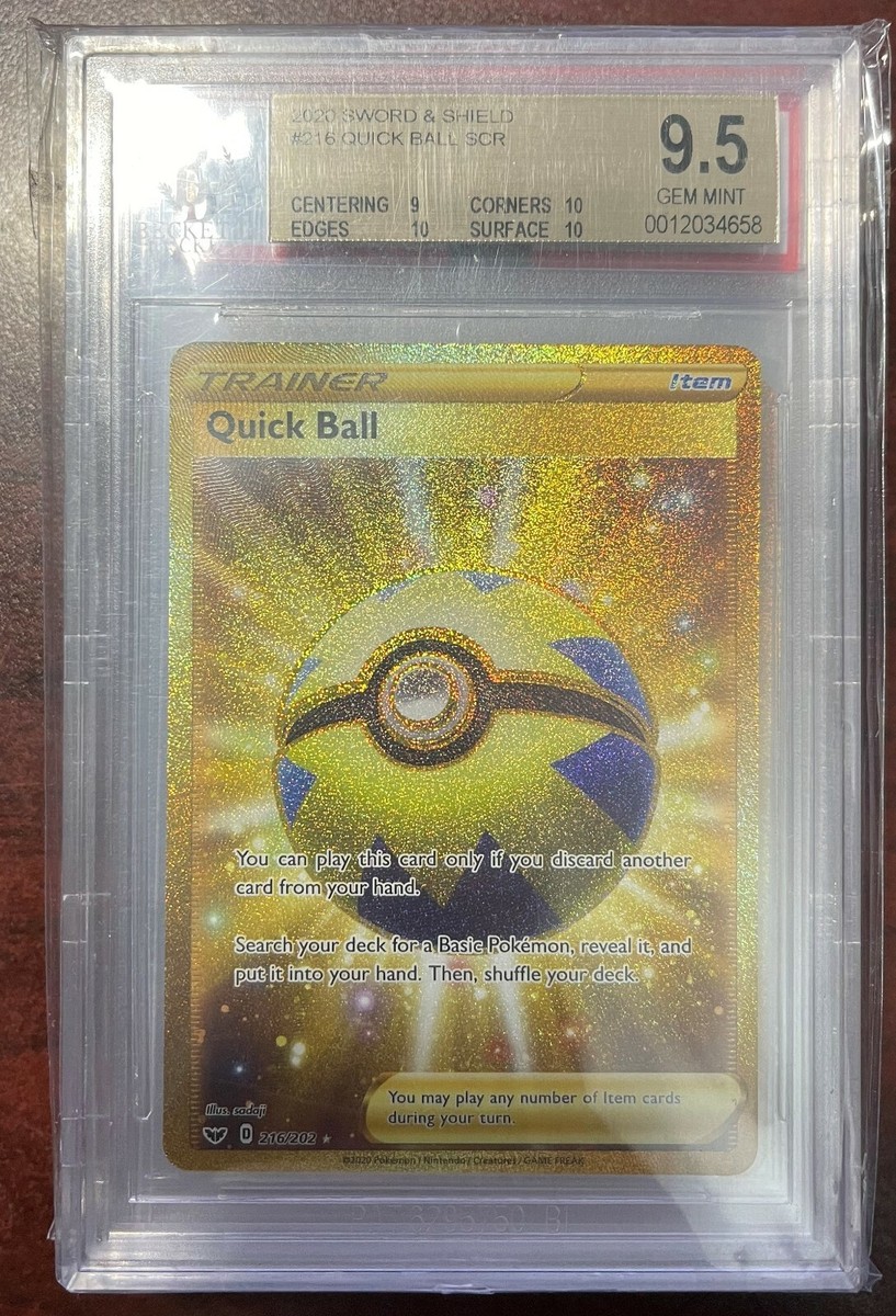 2020 Pokemon Sword & Shield Quick Ball Secret Rare Gold #216 PSA