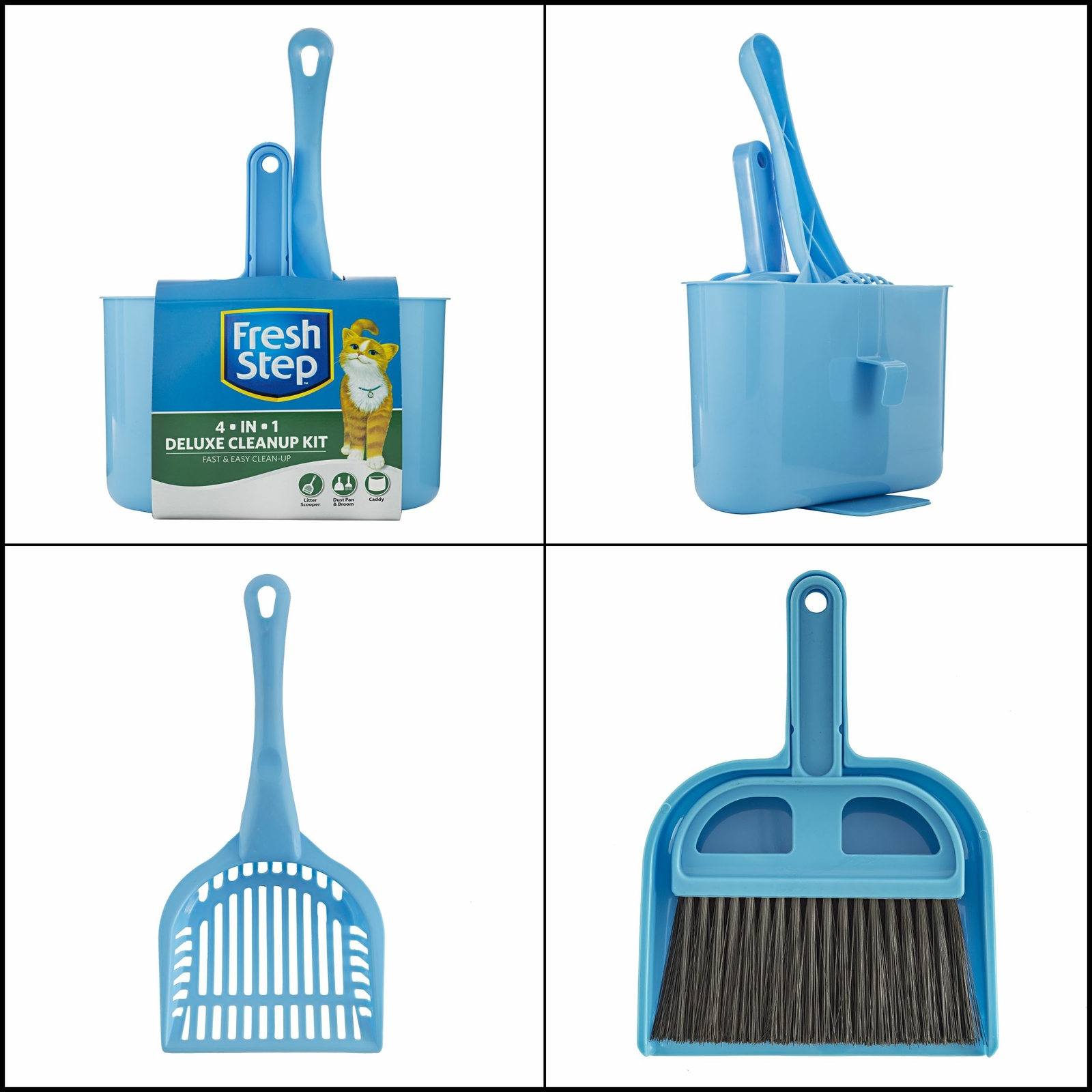 Cat Litter Box Deluxe Feces Cleanup Kit Pooper Scooper Dust Pan Broom
