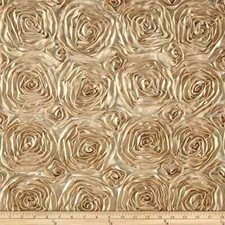"Champagne Satin Fabric with Rosettes: Sold by the Yard Satin Floral Decoratio