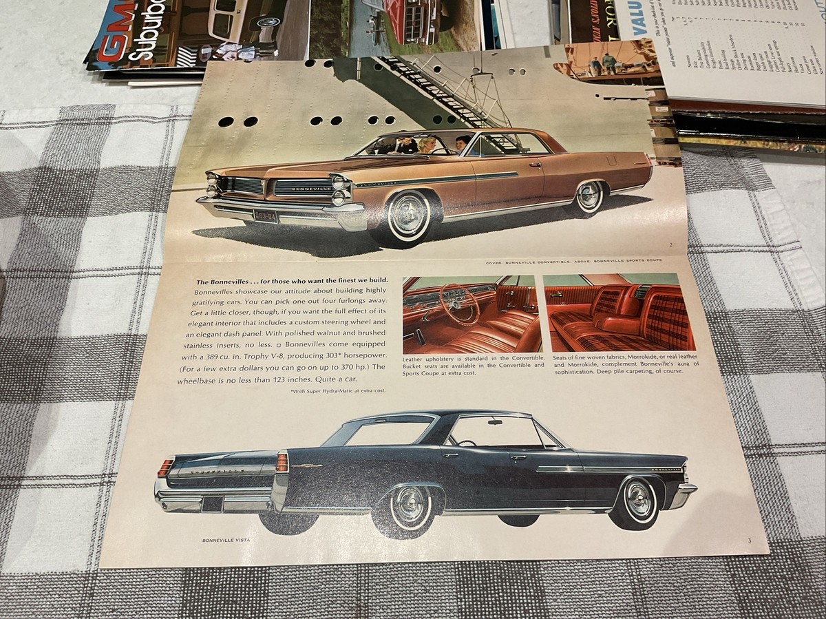 Original 1963 Pontiac Full Size Car Sales Brochure 63 Bonneville