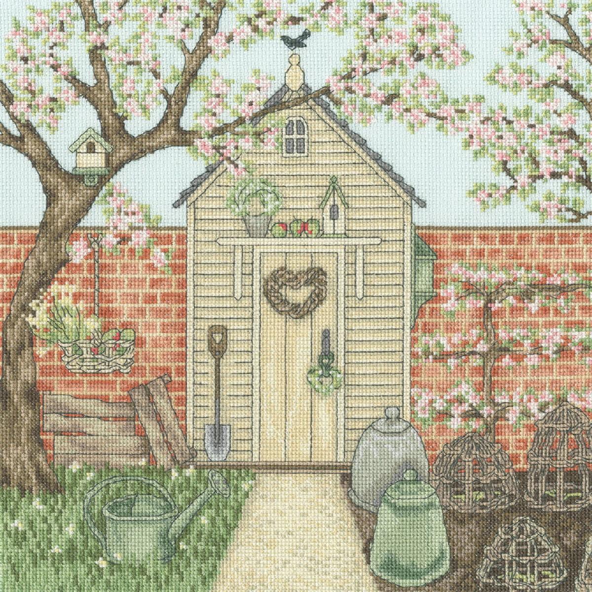 Bothy Threads counted cross stitch kit ""Potting Shed"", XSS19, 26x26cm, DIY